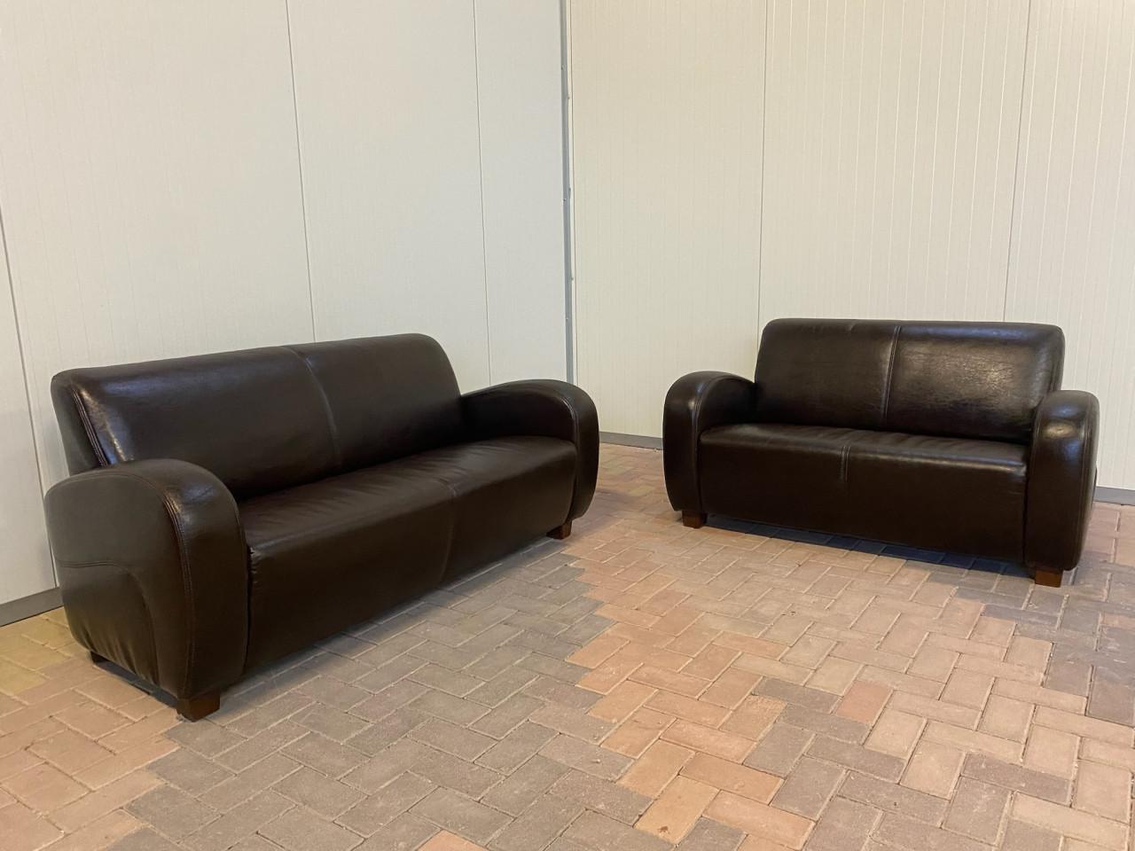 GRATIS LEVERING HEEL NL Bruin Echt Leer Bankstel 3+2,5 Zits