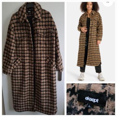 Eksept van Shoeby camel/zwarte pied de poule winterjas Maat L