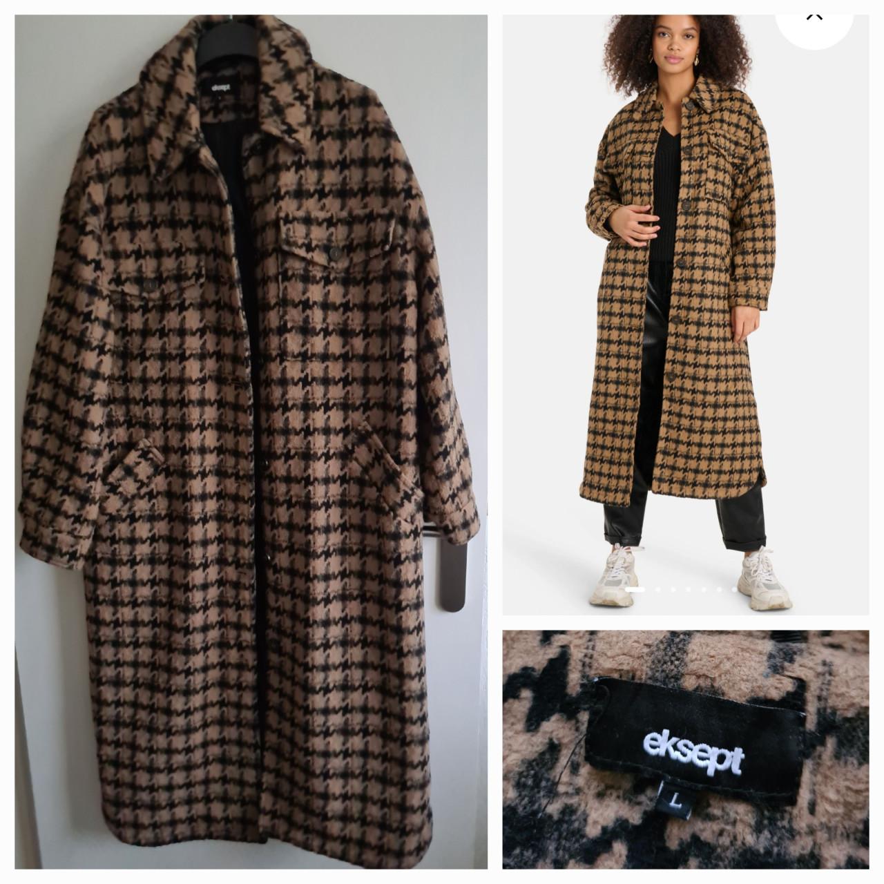Eksept van Shoeby camel/zwarte pied de poule winterjas Maat L