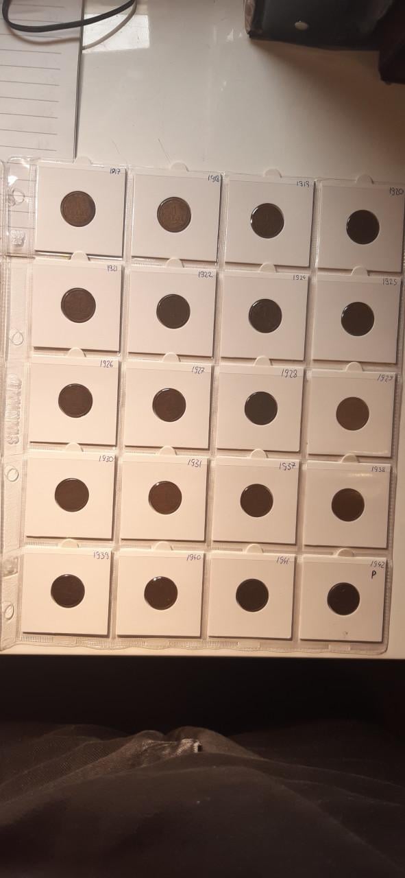 Serie wilhelmina munten 1 cent.