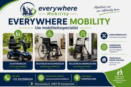 Everywhere mobility🛵 Zorghulpmiddelen, scootmobielen en aangepaste fietsen