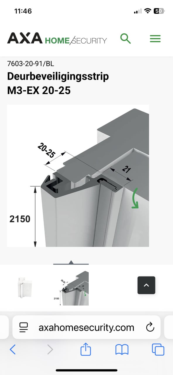 Nieuwe AXA deur beveiliging strip M3 20-25