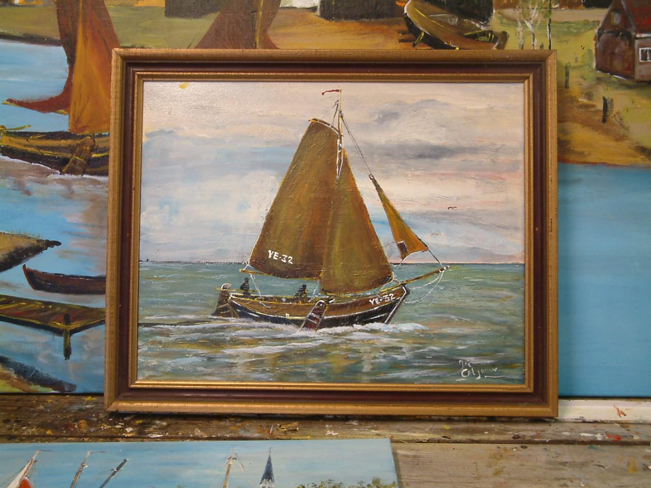 Hoogaars - botter -hengst -schilderij van af 45 euro incl Lijst er om