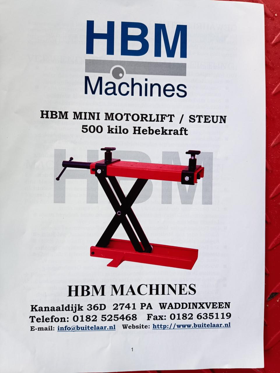 HBM heftafel voor motoren zonder middenbok