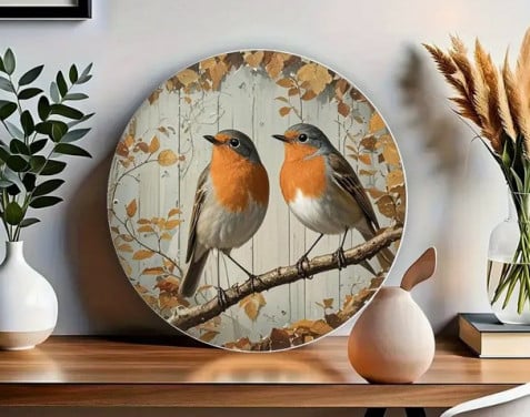 Roodborst koppel ( op aluminium )