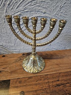 Vintage Messing Menora joodse Kandelaar - 7-armig