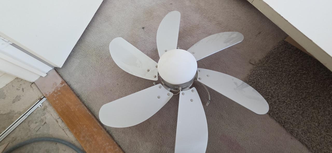 2de plafondventilator, 6 bladen, grijs met verlichting