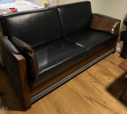 Donkerblauwe bank (leer)