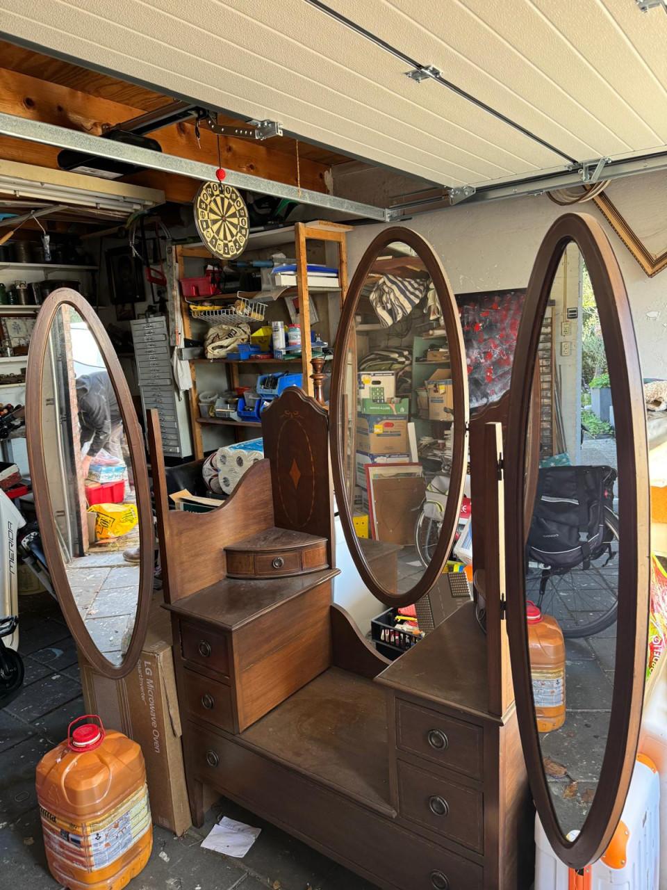 Kaptafel / toilettafel spiegel mahonie Edwardian Engels 1900