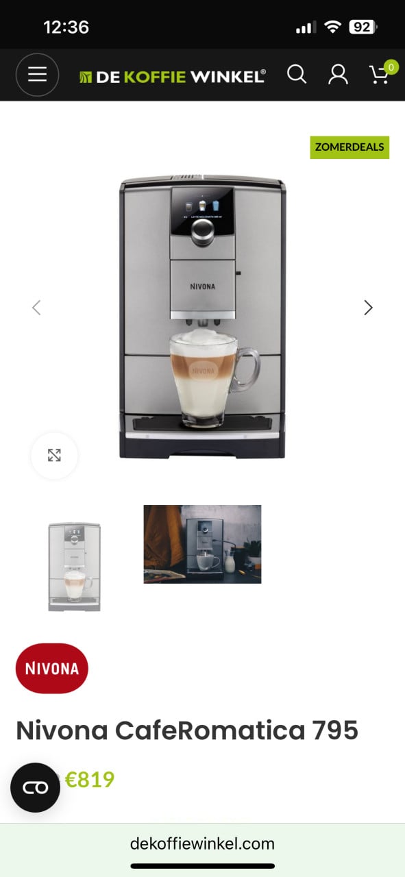 Volautomaat koffiemachine