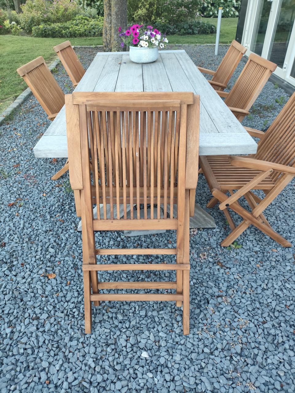 6 stuks massief teakhouten tuinstoelen met inclusief kussens