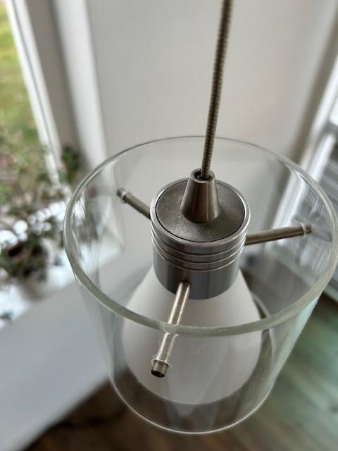 Moderne hanglamp met rvs en glas