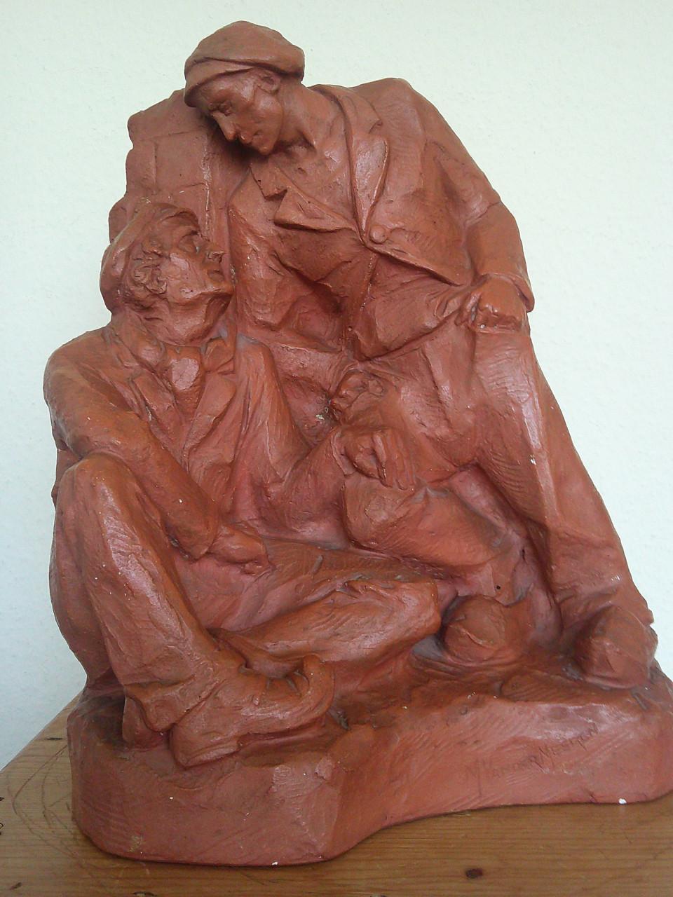 WERKLUI IN TERRA COTTA KLEUR, GESIGNEERD