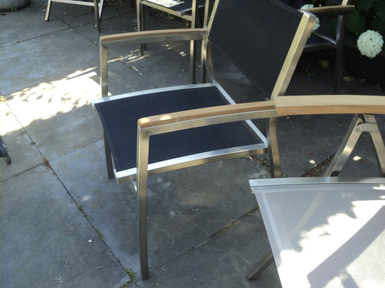 Vrijwel 6 nieuwe RVS stoelen 2 verstelbaar