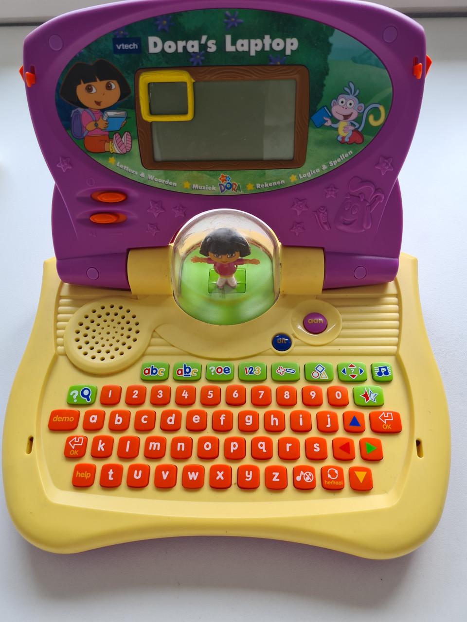 VTech Dora avonturenlaptop, een educatief speelgoedapparaat.