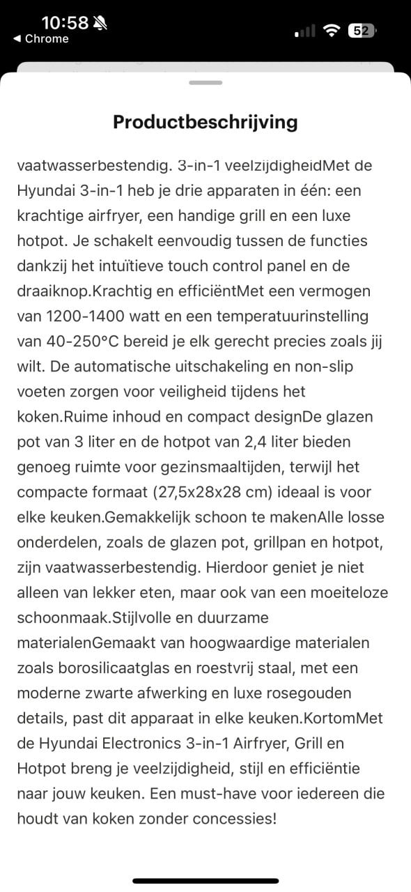 Hyundai 3-in-1 airfryer, grill en hotpot