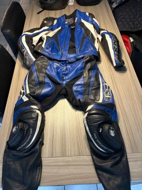 IXS 2delige leren motorpak maat 54 blauw