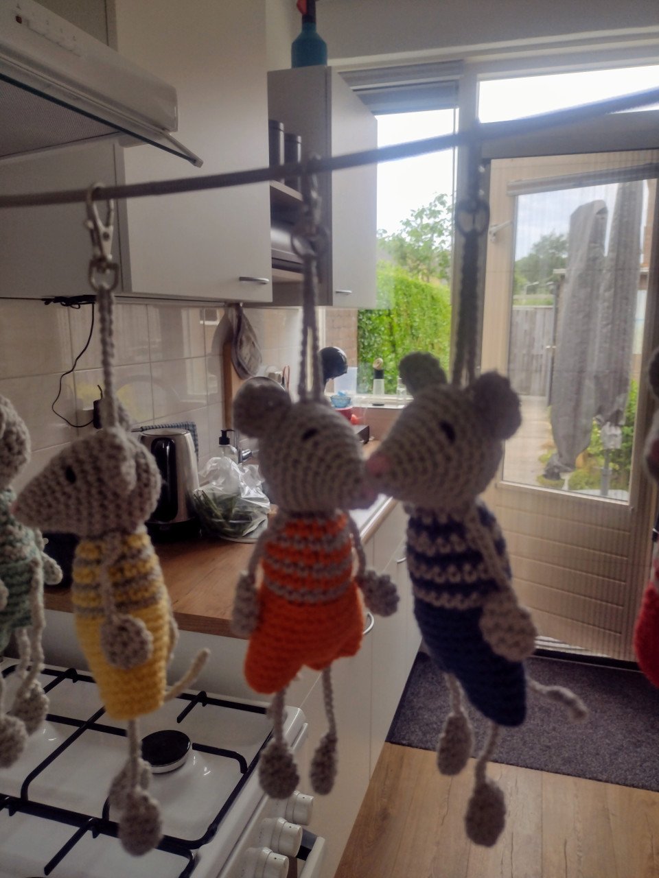 Gehaakte sleutel/tas hanger muis