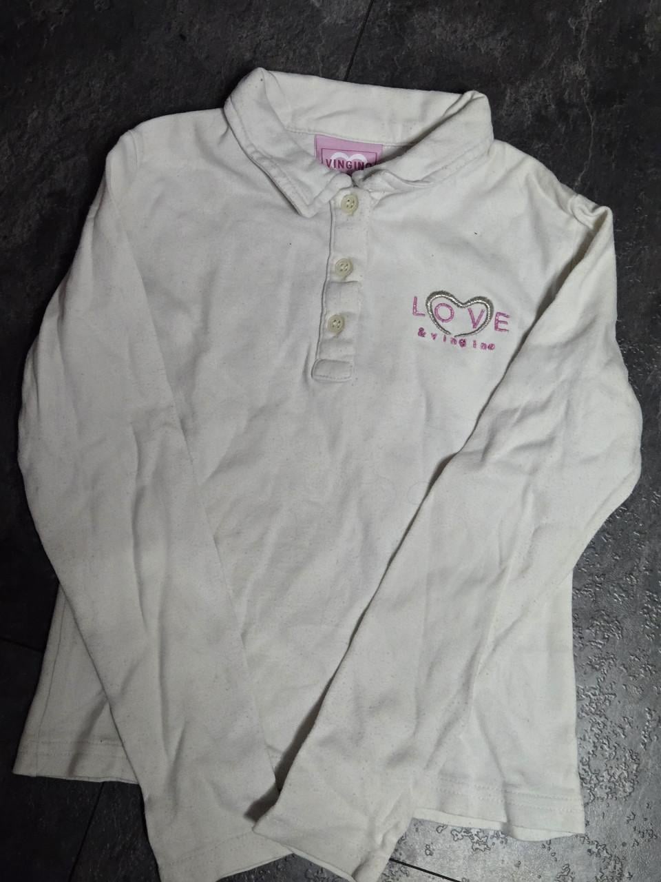 Wit poloshirt met lange mouwen van het merk Vingino maat 8/128