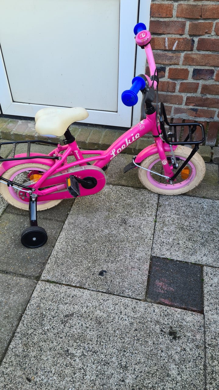 Mooi meisjes fitsje Lokie met help wieletjes 12 inch