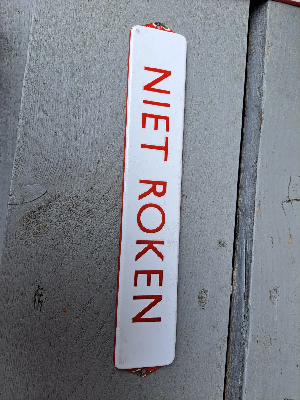 Emaille bord "niet roken"