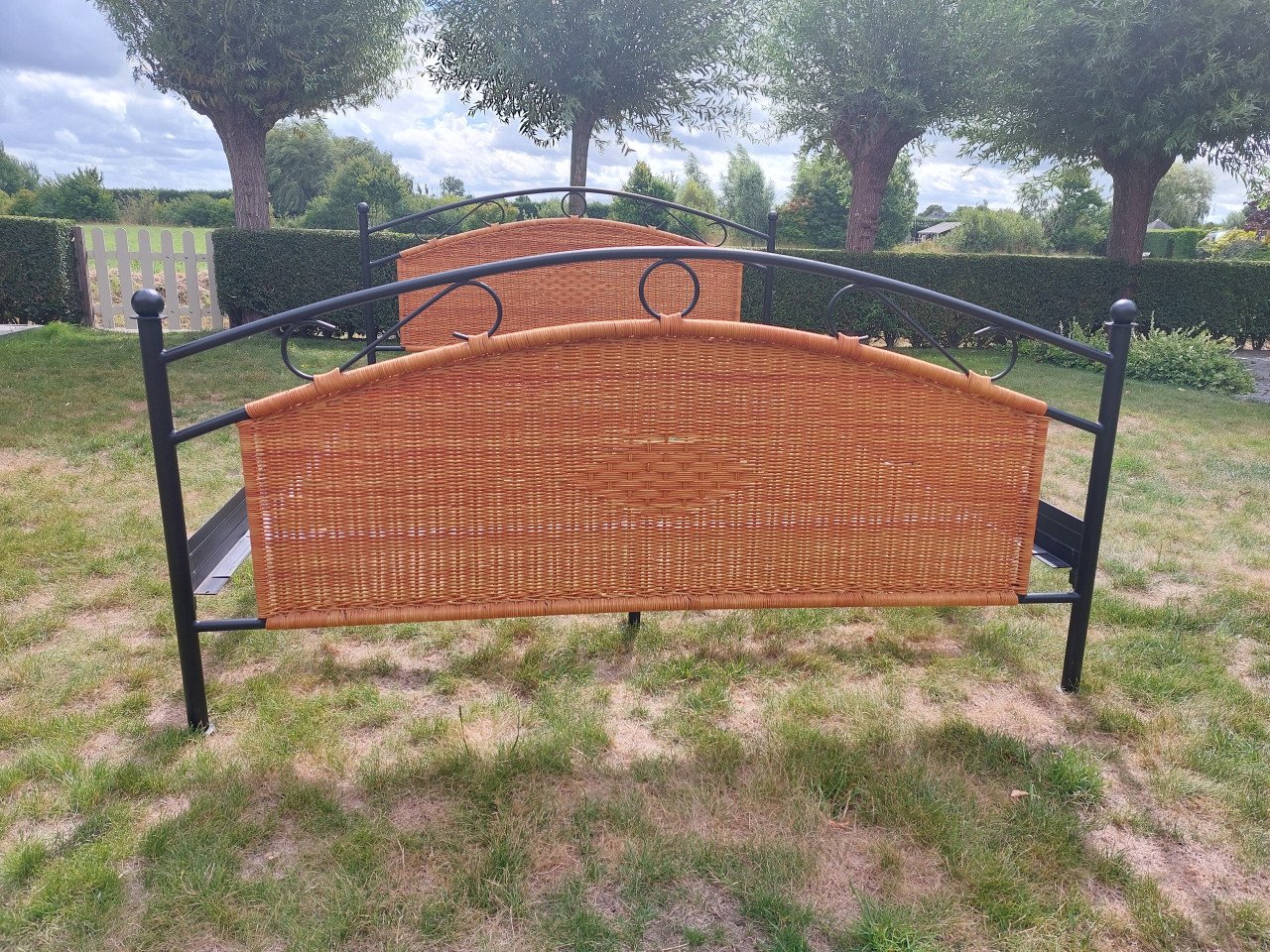 Ledikant 220cm x 160cm Zwart - rotan