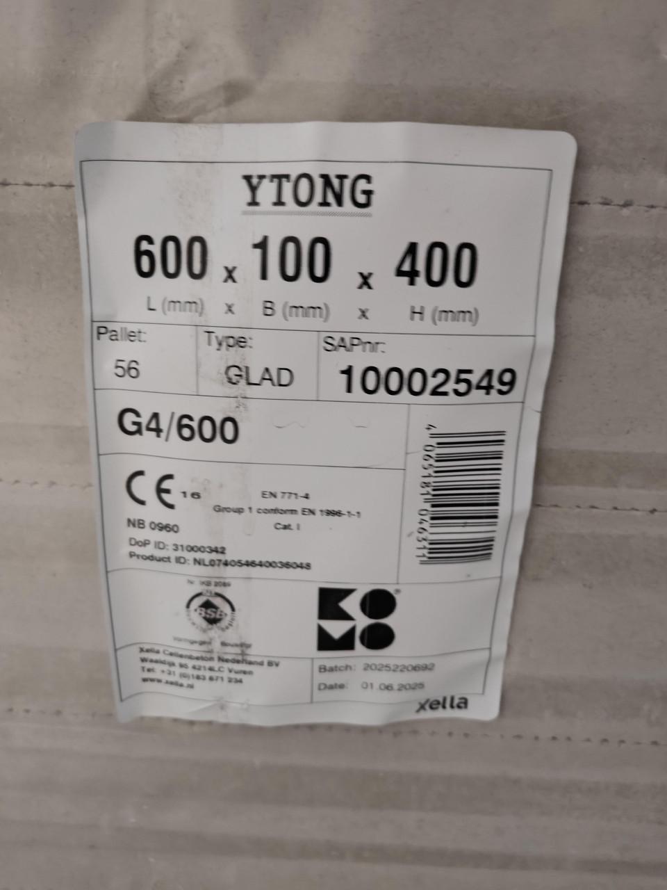 (Gereserveerd) Gratis afhalen! Cellenbeton/Ytong (600x100x400) restpartij