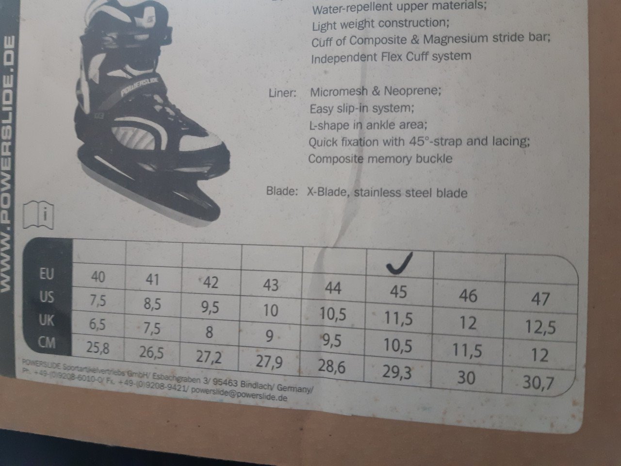 Heren schaatsen maat 45