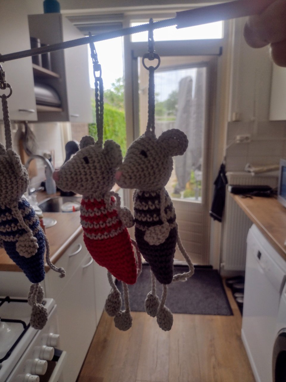 Gehaakte sleutel/tas hanger muis