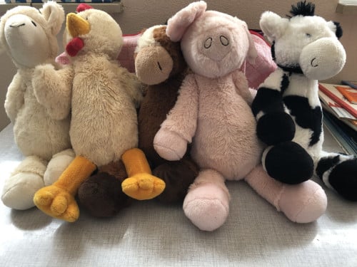 Koe, Varken, Kip, Paard, Schaap (  5  pluche dieren knuffels )
