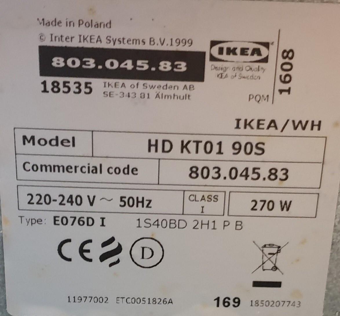 Ikea afzuigkap, type hd kt01 90S, 90 cm.