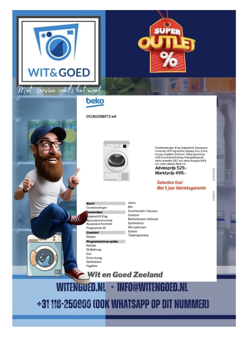 BEKO KRACHTIGE condensdroger– 5JR garantie (Nieuw)