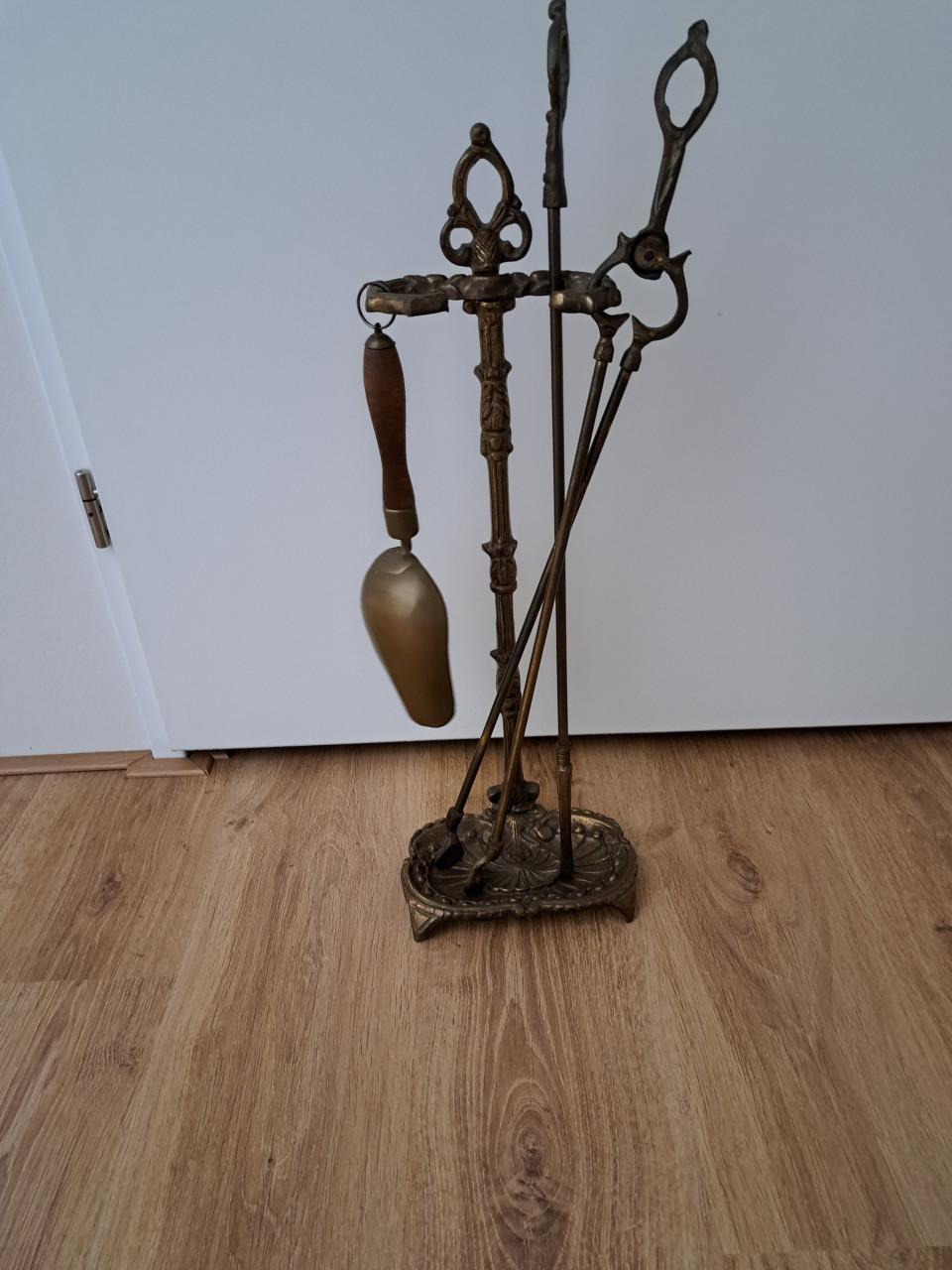 Koperen openhaard set.