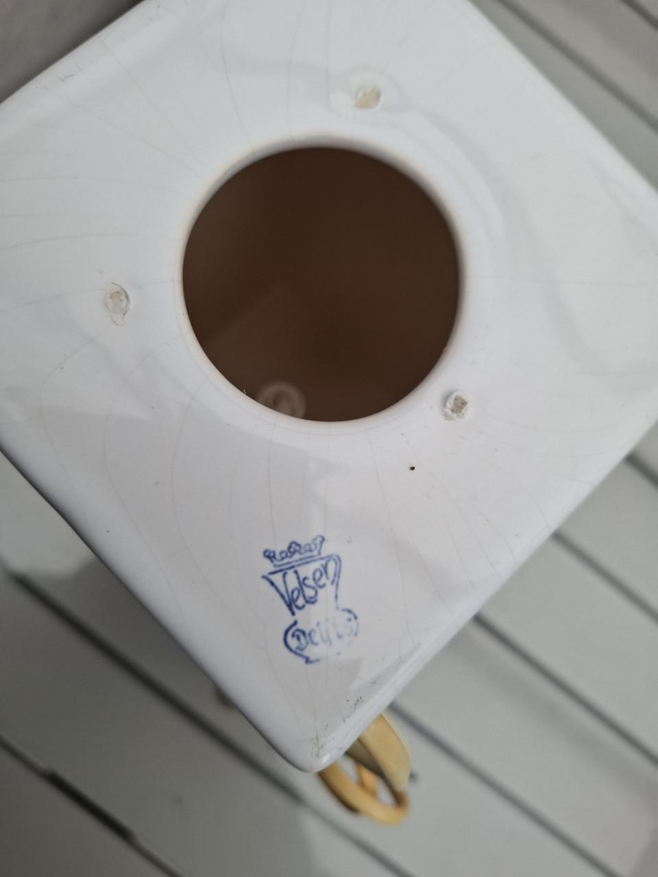 Vintage Tafellamp van Velsen Delfts Wit .