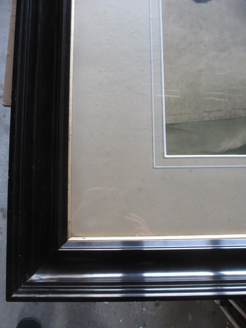 Schilderij met prachtig zwart gelakte oude lijst (groot)