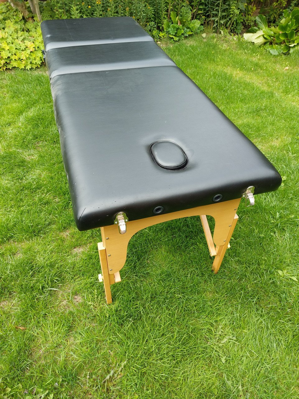 Massagetafel, gebruikt, zwart, inklapbaar, hoogte instelbaar