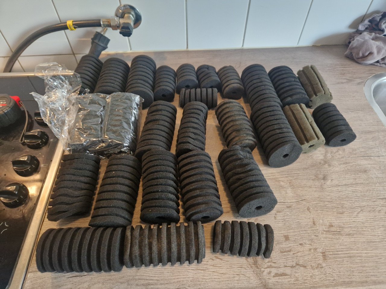 Spons filter onderdelen houders en sponzen