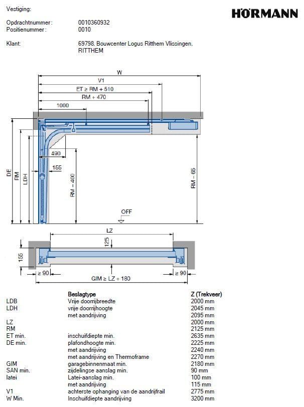 Hörmann sectionaaldeur 2000x2125 mm NIEUW