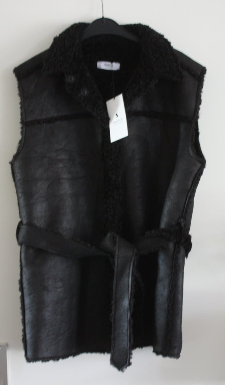 Nieuwe zwarte fluffy suedelook oversized bodywarmer  maat s