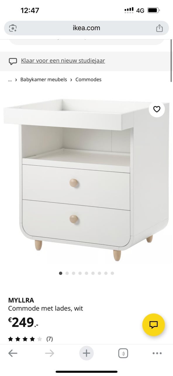 Babybedje + commode IKEA MYLLRA