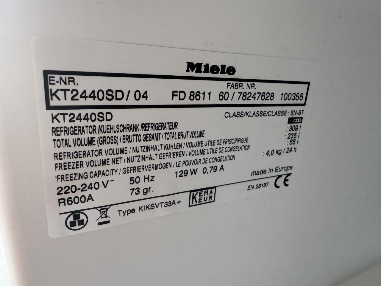 Miele Koel-Vriescombinatie (KT 2440 SD) – Aparte Vriezer!