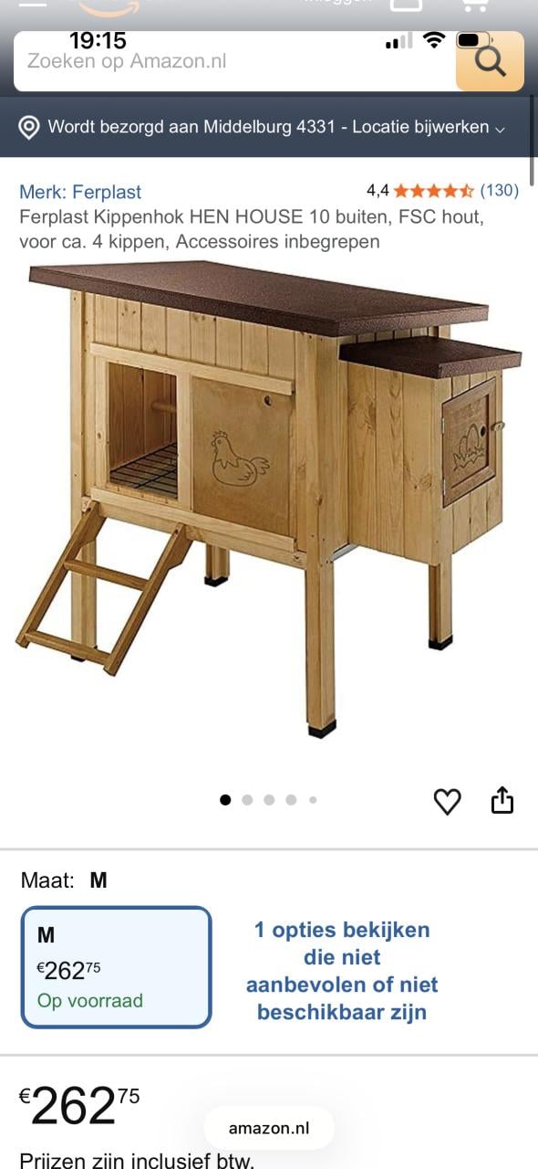 🐔 Kippenhok met zinken dak en cm legnest €105
