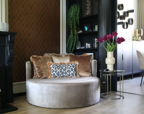 Keijser&co daybed / ronde fauteuil in luxe Chivasso stof