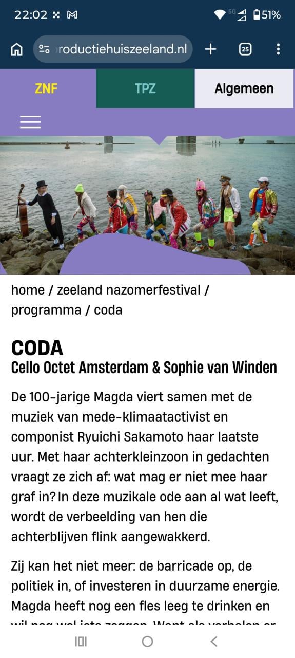 Twee tickets voor ZNF Coda 3 sept