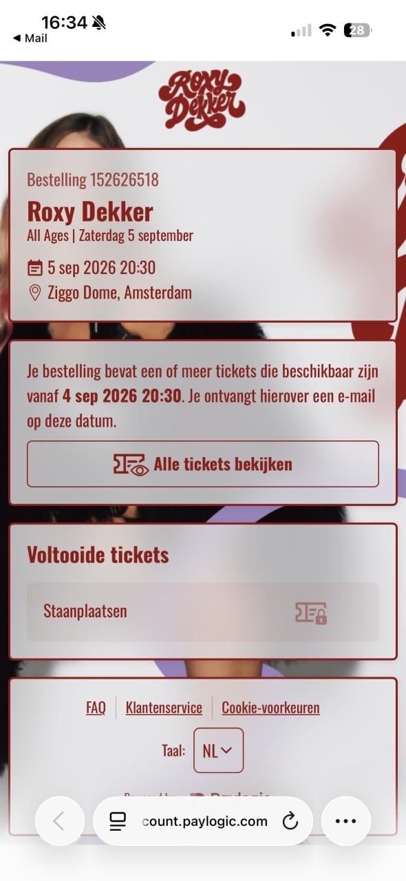 Roxy dekker kaartje