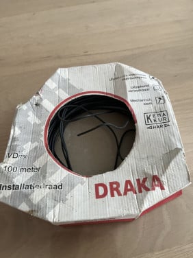 Instalkatiedraad, Draka. VD, zwart 1,5 mm2