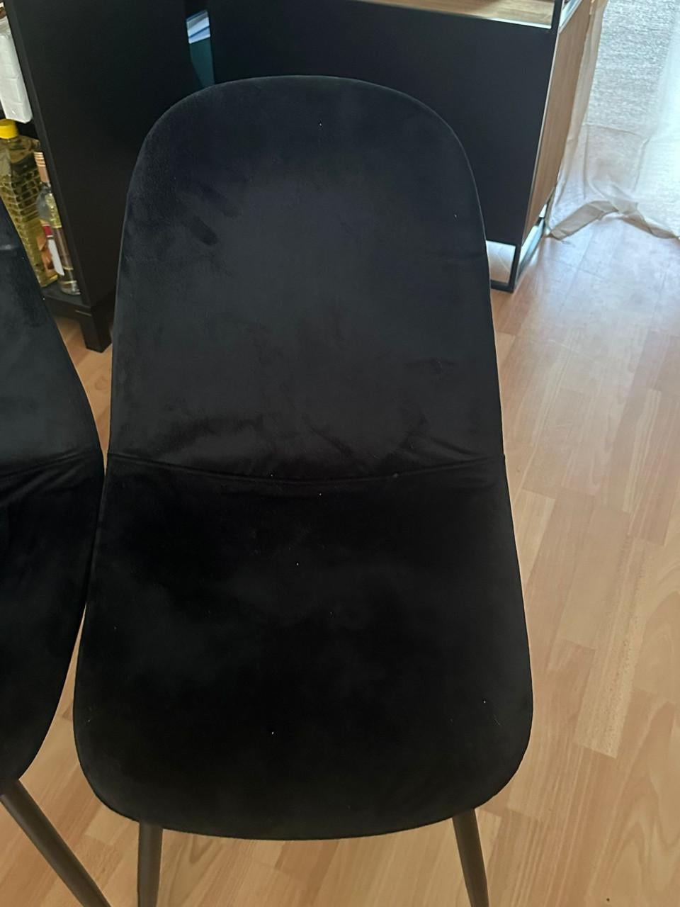 6 zwarte velvet eetkamerstoelen