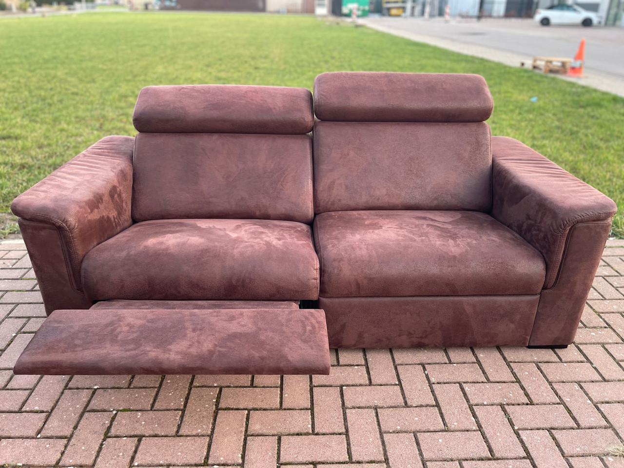 GRATIS LEVERING HEEL NL 3 + 2.5-zits Stof Suede Relax Bankstel