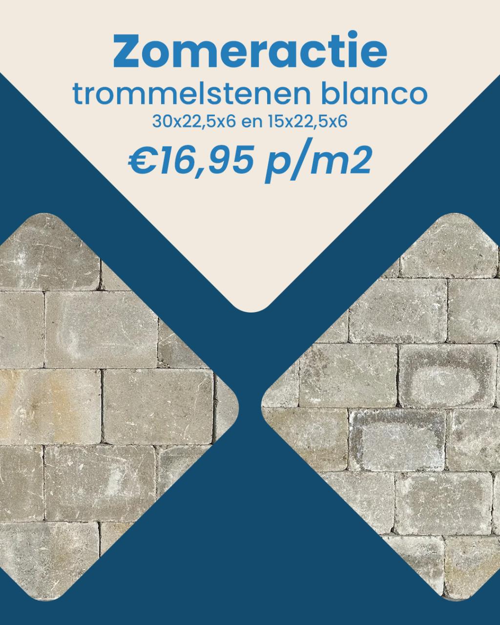 Zomeractie trommelstenen blanco €16,95 per m2