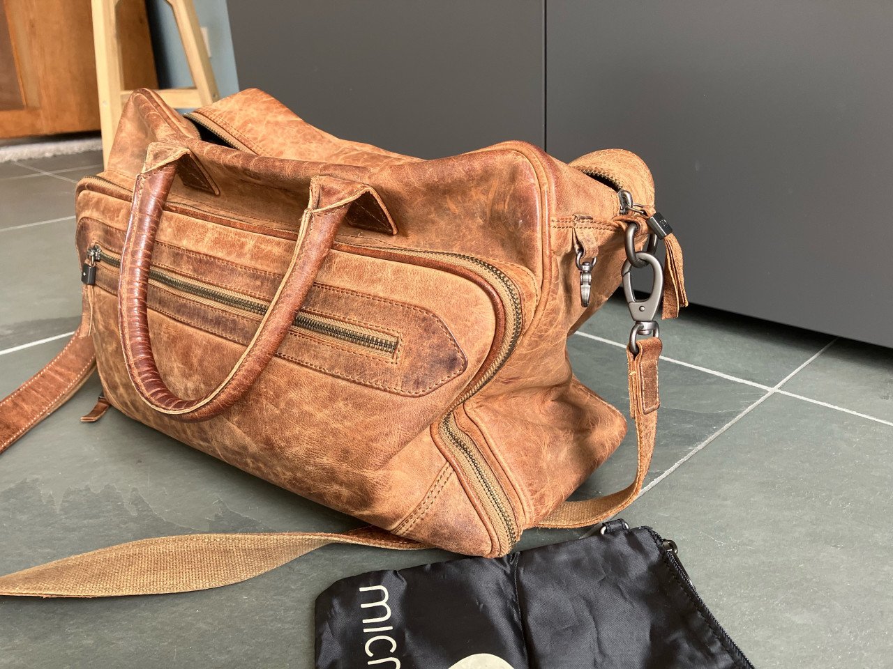 Micmac Bags leren luiertas Oklahoma cognac bruin
